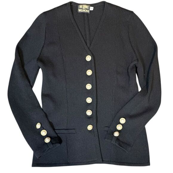 Vintage Don Sayres Pearl button up Sweater. Vintage size 6 Black - Picture 1 of 8